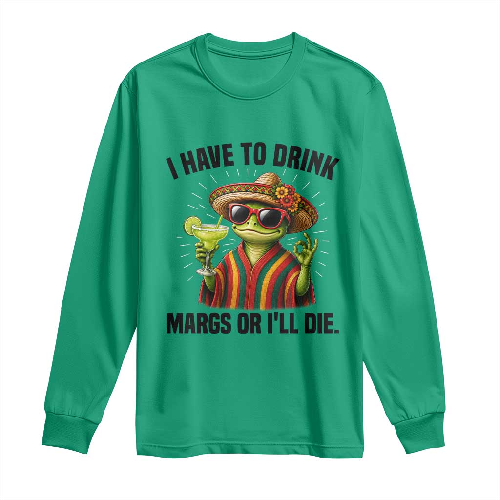 Cinco De Drinko Margarita Long Sleeve Shirt Funny Drinking Lizard Cinco De Mayo Fiesta
