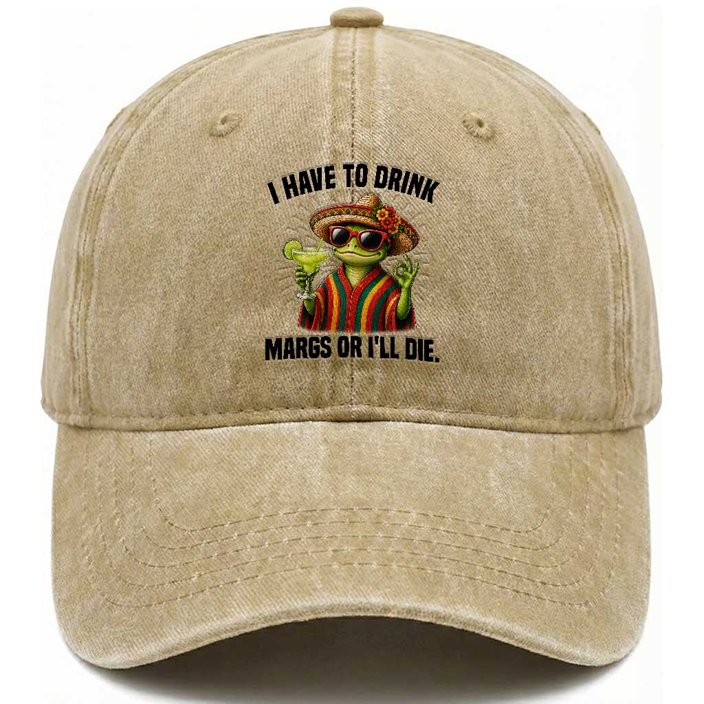 Cinco De Drinko Margarita Washed Cotton Baseball Cap Funny Drinking Lizard Cinco De Mayo Fiesta