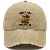 Cinco De Drinko Margarita Washed Cotton Baseball Cap Funny Drinking Lizard Cinco De Mayo Fiesta