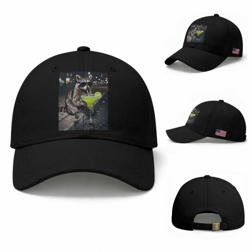 Margarita Cocktail Baseball Cap Funny Raccoon Mexican Food Meme