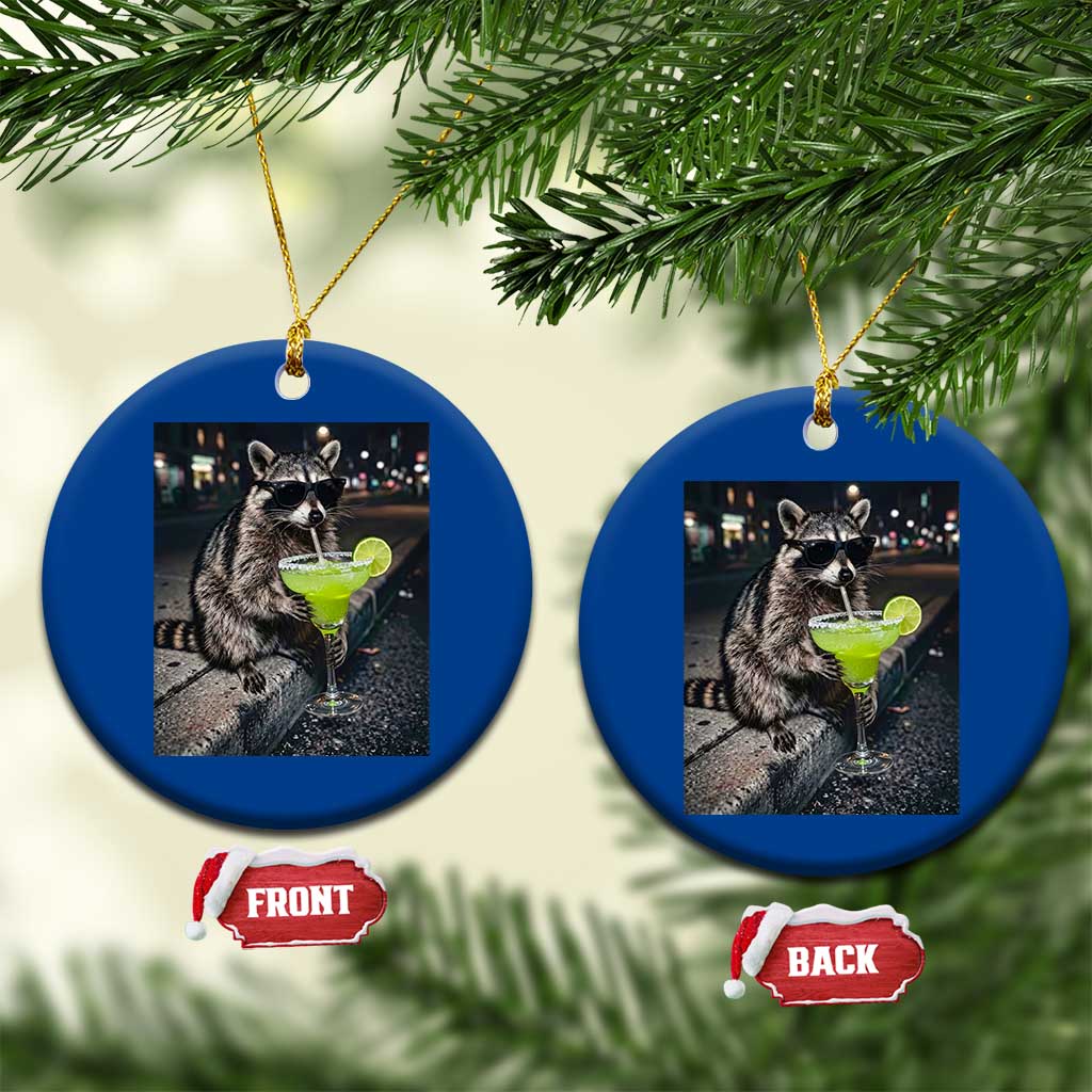 Margarita Cocktail Ceramic Ornament Funny Raccoon Mexican Food Meme