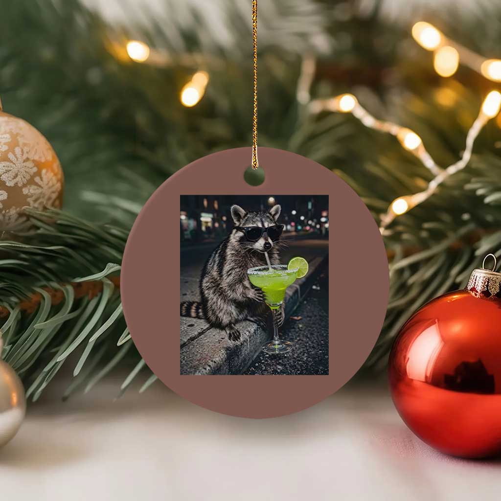 Margarita Cocktail Ceramic Ornament Funny Raccoon Mexican Food Meme