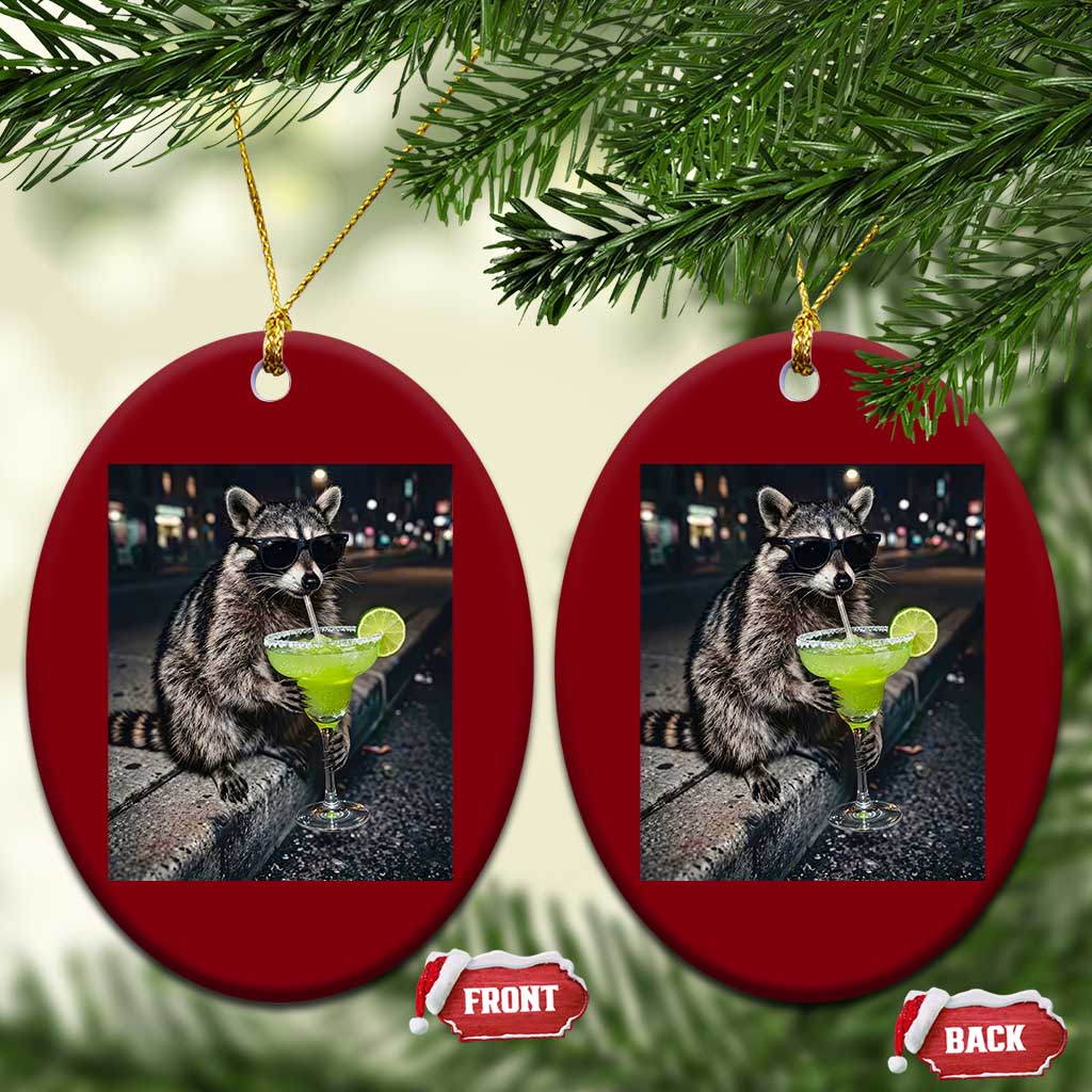 Margarita Cocktail Ceramic Ornament Funny Raccoon Mexican Food Meme