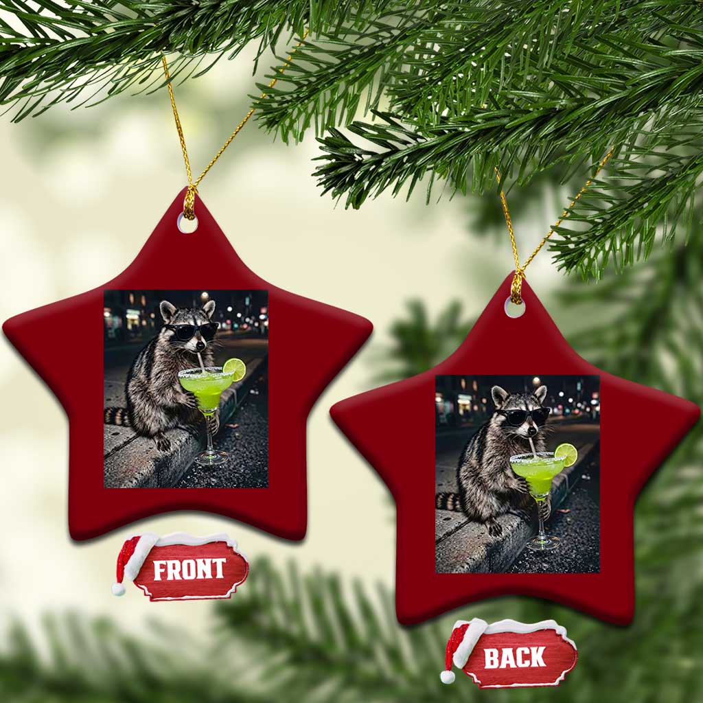 Margarita Cocktail Ceramic Ornament Funny Raccoon Mexican Food Meme