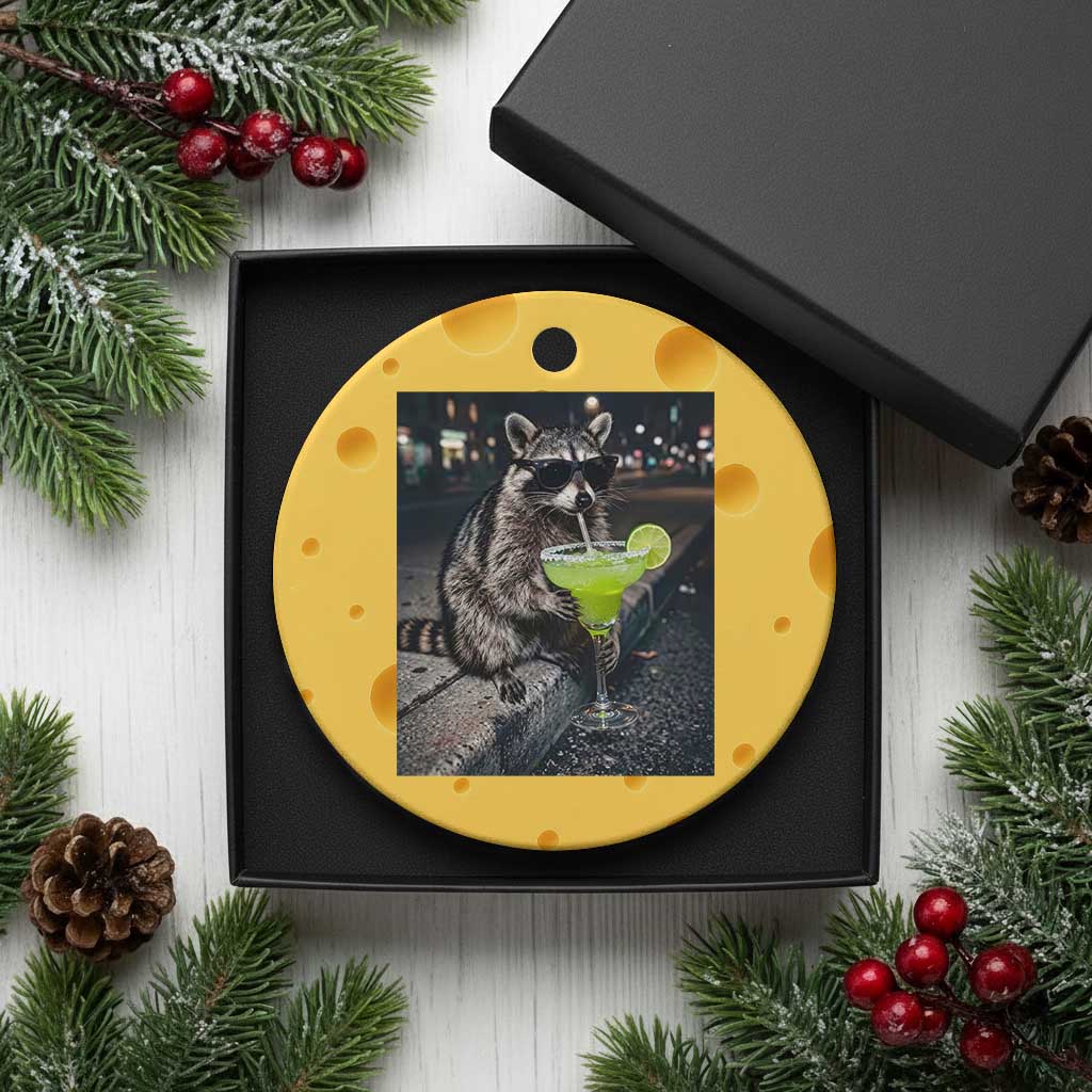 Margarita Cocktail Ceramic Ornament Funny Raccoon Mexican Food Meme