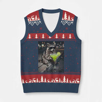 Margarita Cocktail V-Neck Knit Sweater Vest Funny Raccoon Mexican Food Meme