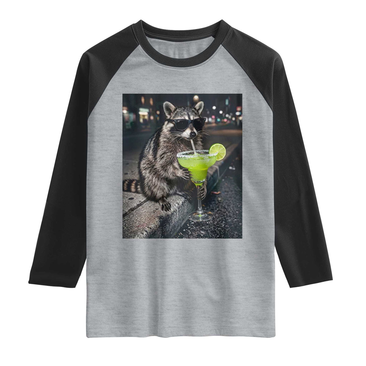 Margarita Cocktail Raglan Shirt Funny Raccoon Mexican Food Meme