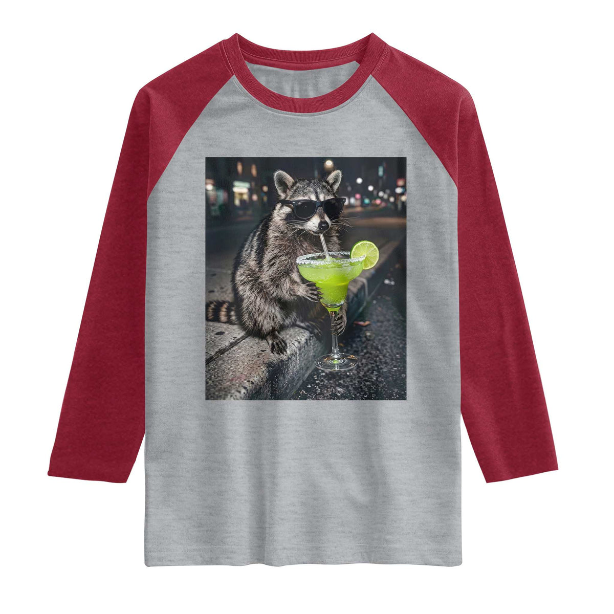 Margarita Cocktail Raglan Shirt Funny Raccoon Mexican Food Meme