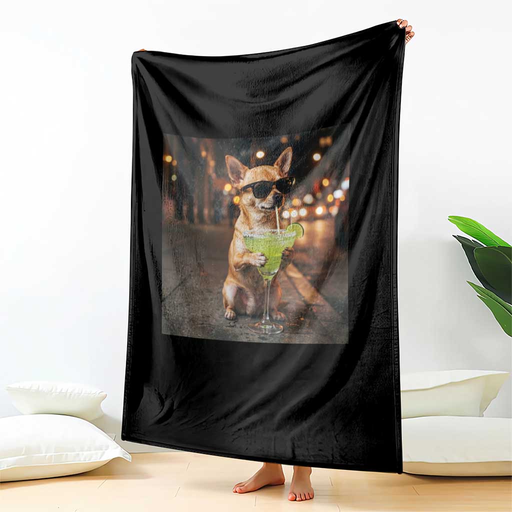Cinco de Mayo Margarita Throw Blanket Funny Chihuahua Drinking Cocktail Mexican Fiesta Gift