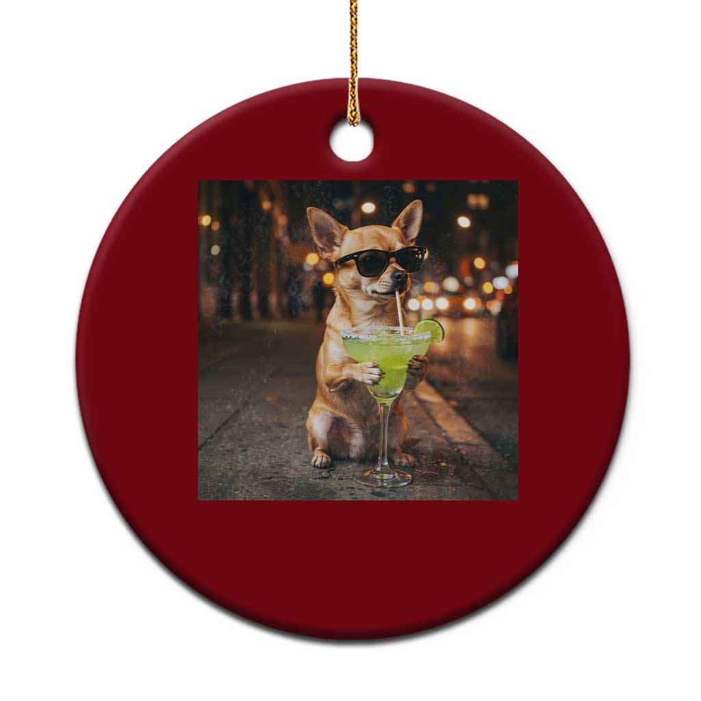 Cinco de Mayo Margarita Ceramic Ornament Funny Chihuahua Drinking Cocktail Mexican Fiesta Gift
