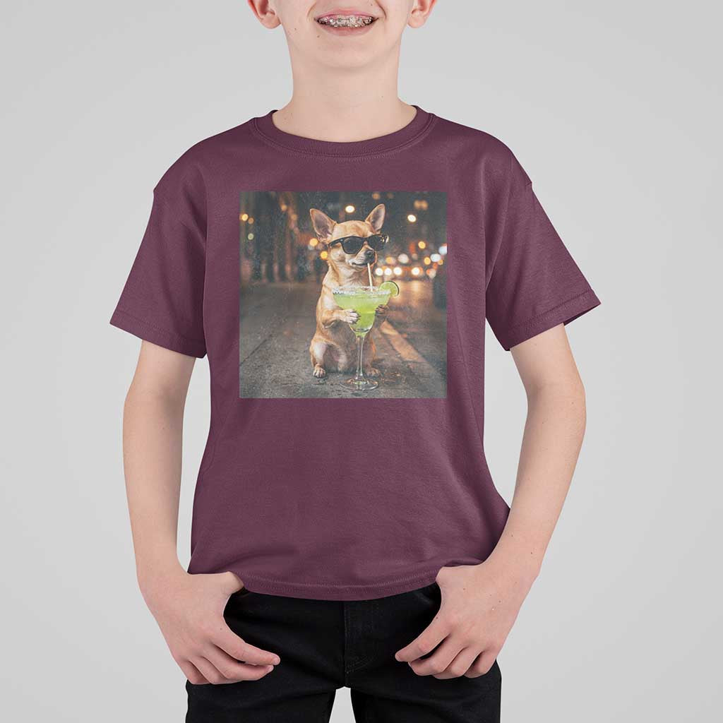 Cinco de Mayo Margarita T Shirt For Kid Funny Chihuahua Drinking Cocktail Mexican Fiesta Gift