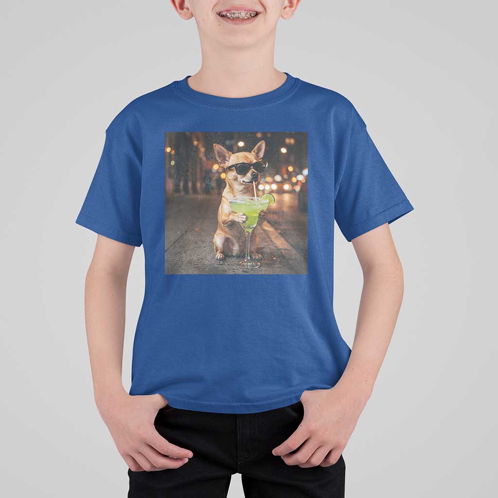 Cinco de Mayo Margarita T Shirt For Kid Funny Chihuahua Drinking Cocktail Mexican Fiesta Gift