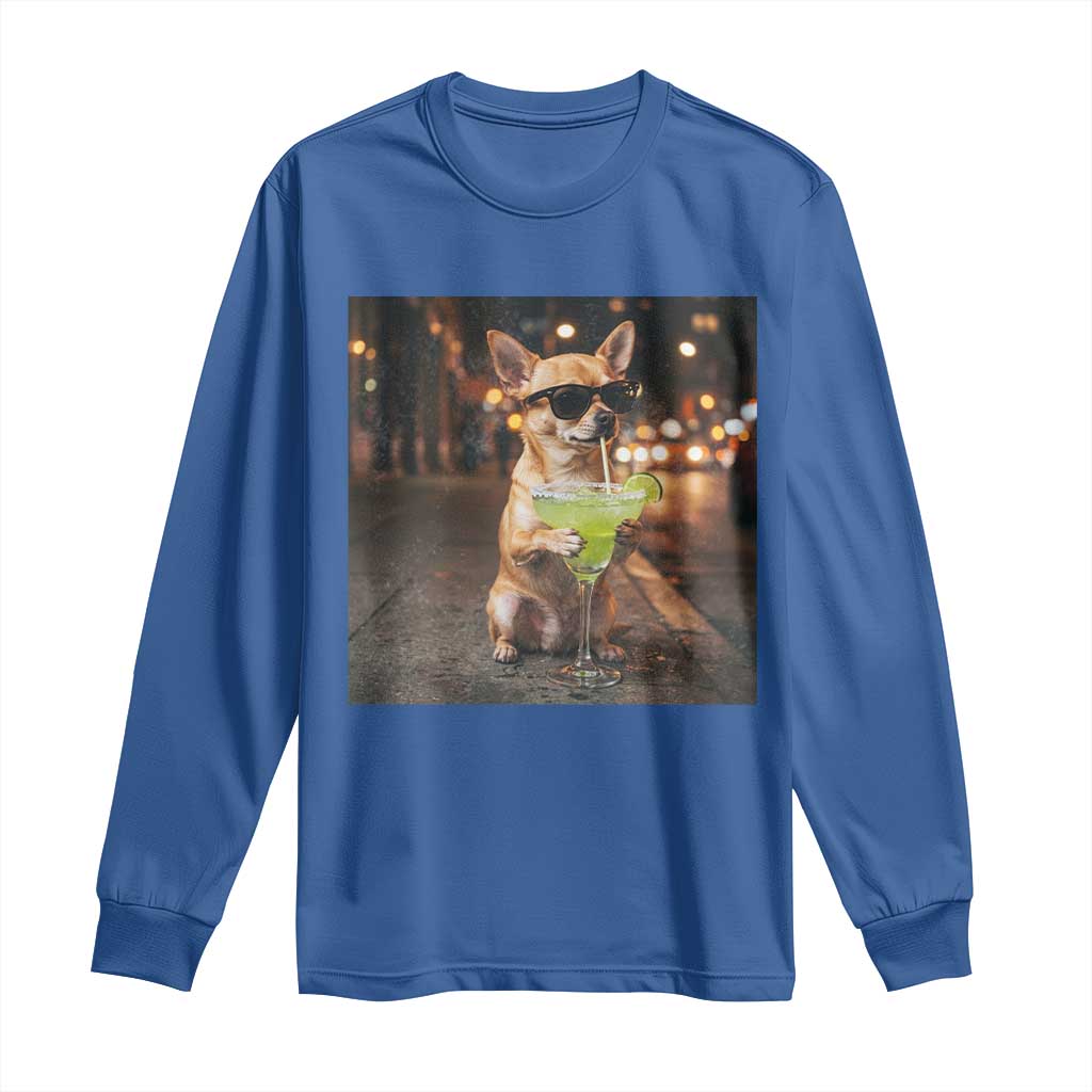 Cinco de Mayo Margarita Long Sleeve Shirt Funny Chihuahua Drinking Cocktail Mexican Fiesta Gift