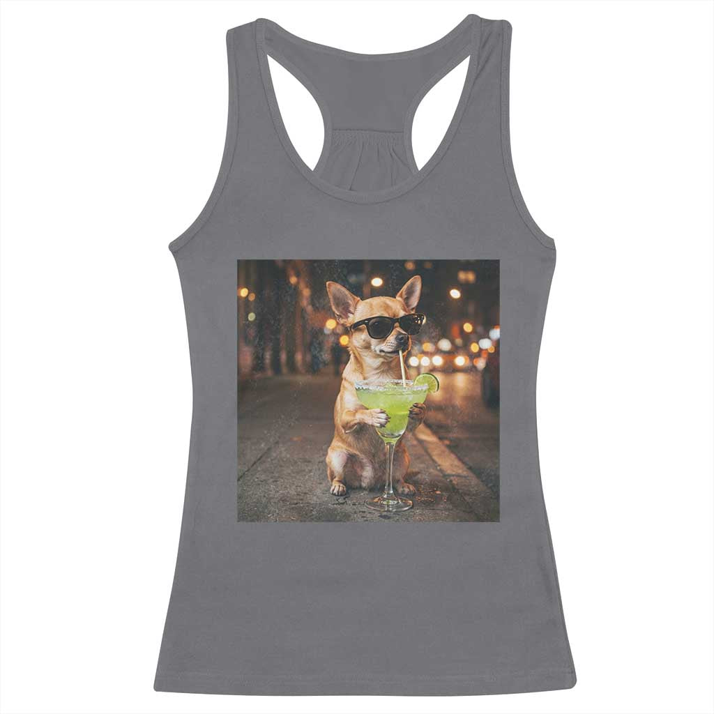 Cinco de Mayo Margarita Racerback Tank Top Funny Chihuahua Drinking Cocktail Mexican Fiesta Gift