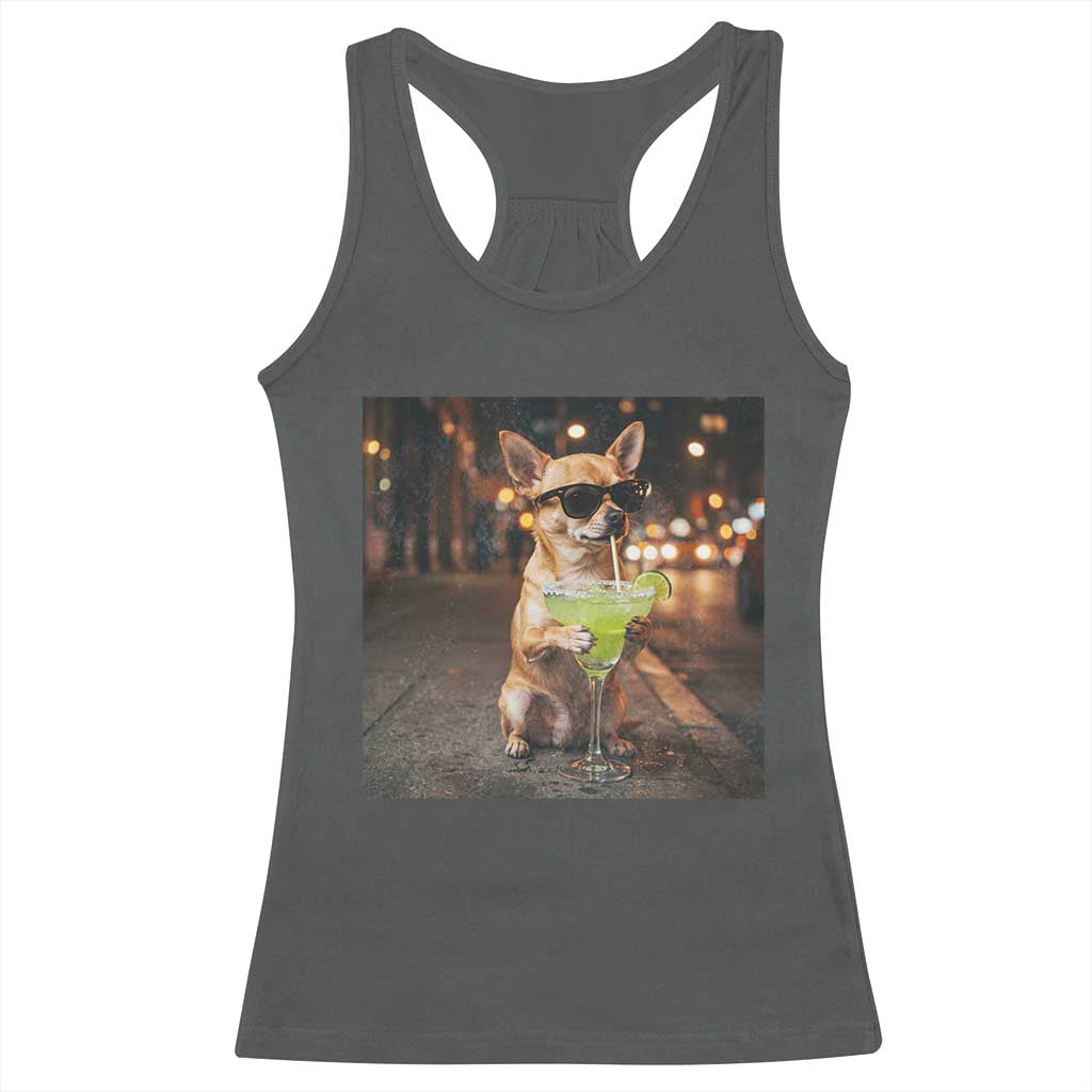 Cinco de Mayo Margarita Racerback Tank Top Funny Chihuahua Drinking Cocktail Mexican Fiesta Gift