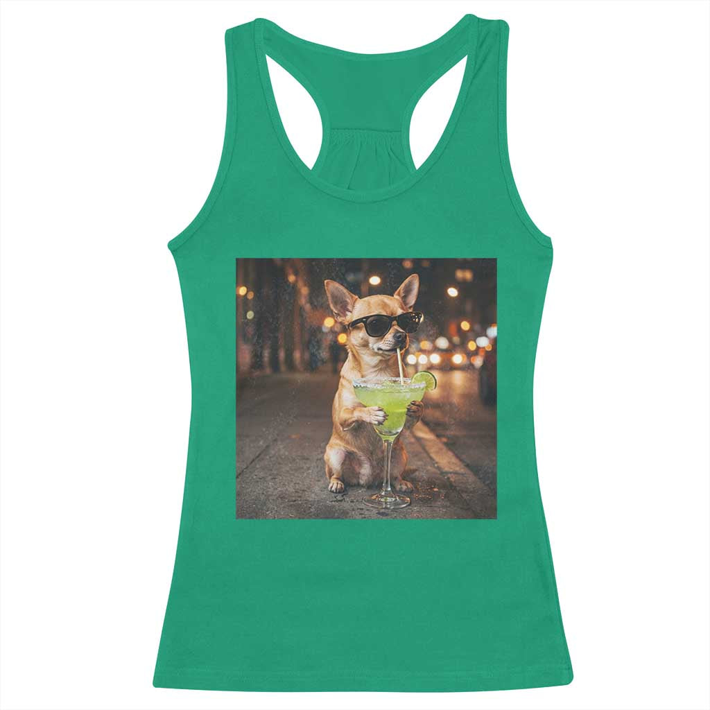 Cinco de Mayo Margarita Racerback Tank Top Funny Chihuahua Drinking Cocktail Mexican Fiesta Gift