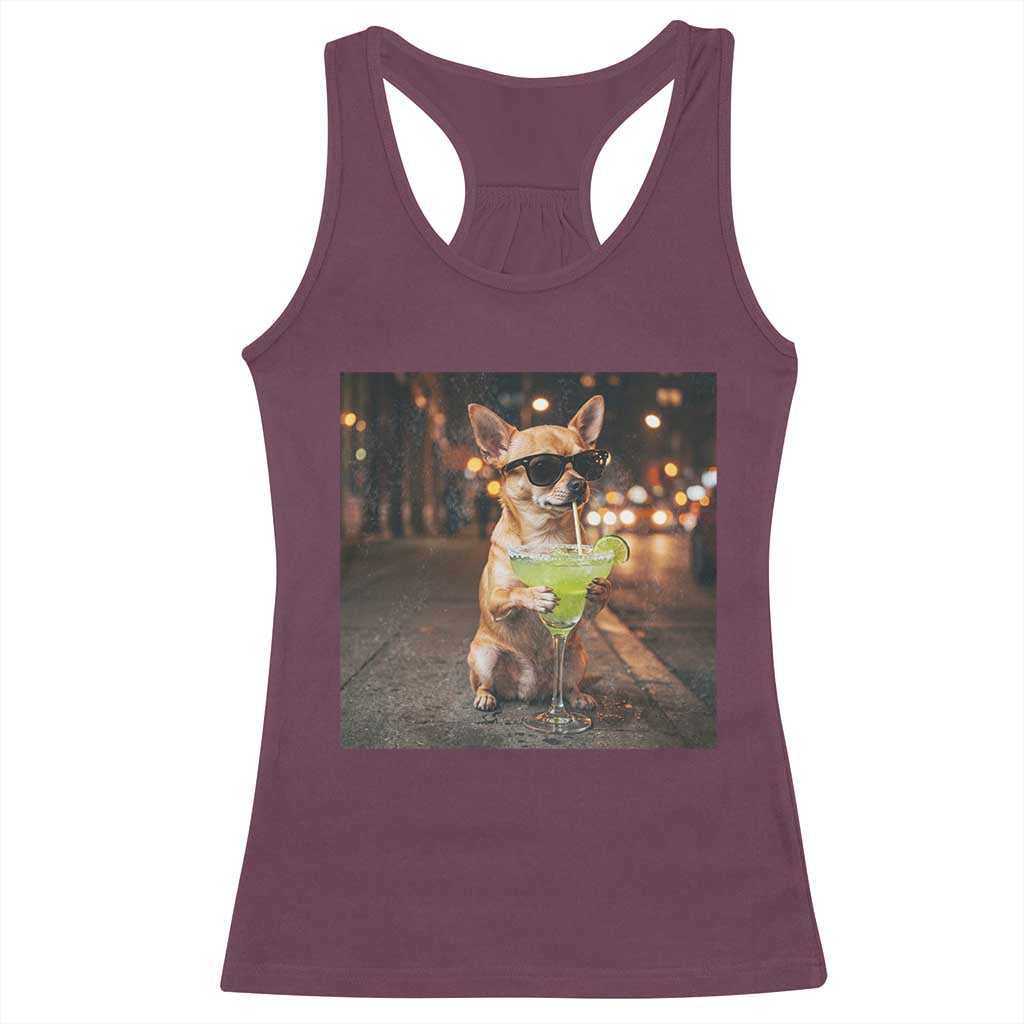 Cinco de Mayo Margarita Racerback Tank Top Funny Chihuahua Drinking Cocktail Mexican Fiesta Gift