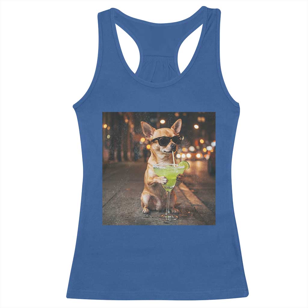 Cinco de Mayo Margarita Racerback Tank Top Funny Chihuahua Drinking Cocktail Mexican Fiesta Gift