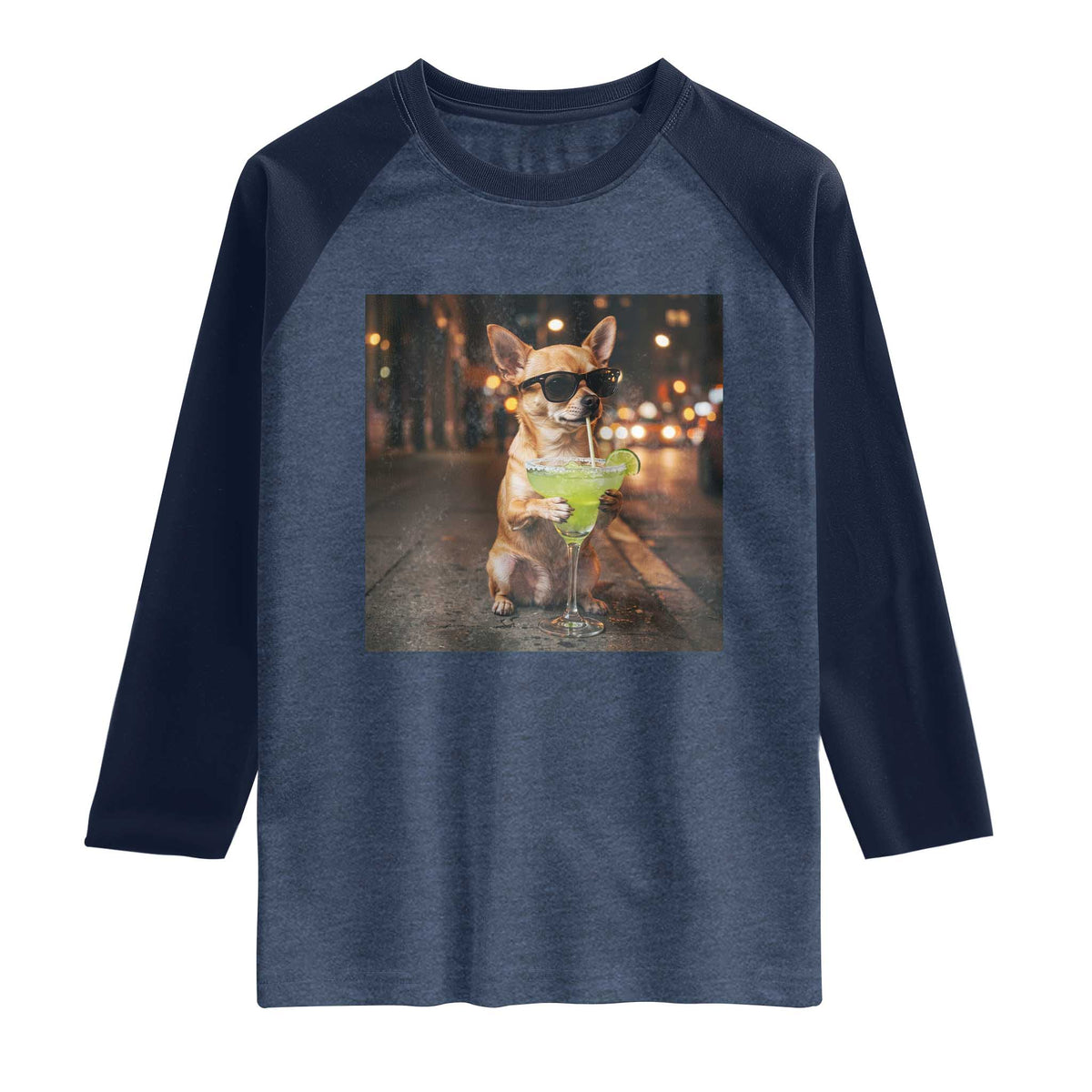 Cinco de Mayo Margarita Raglan Shirt Funny Chihuahua Drinking Cocktail Mexican Fiesta Gift