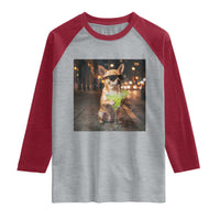 Cinco de Mayo Margarita Raglan Shirt Funny Chihuahua Drinking Cocktail Mexican Fiesta Gift