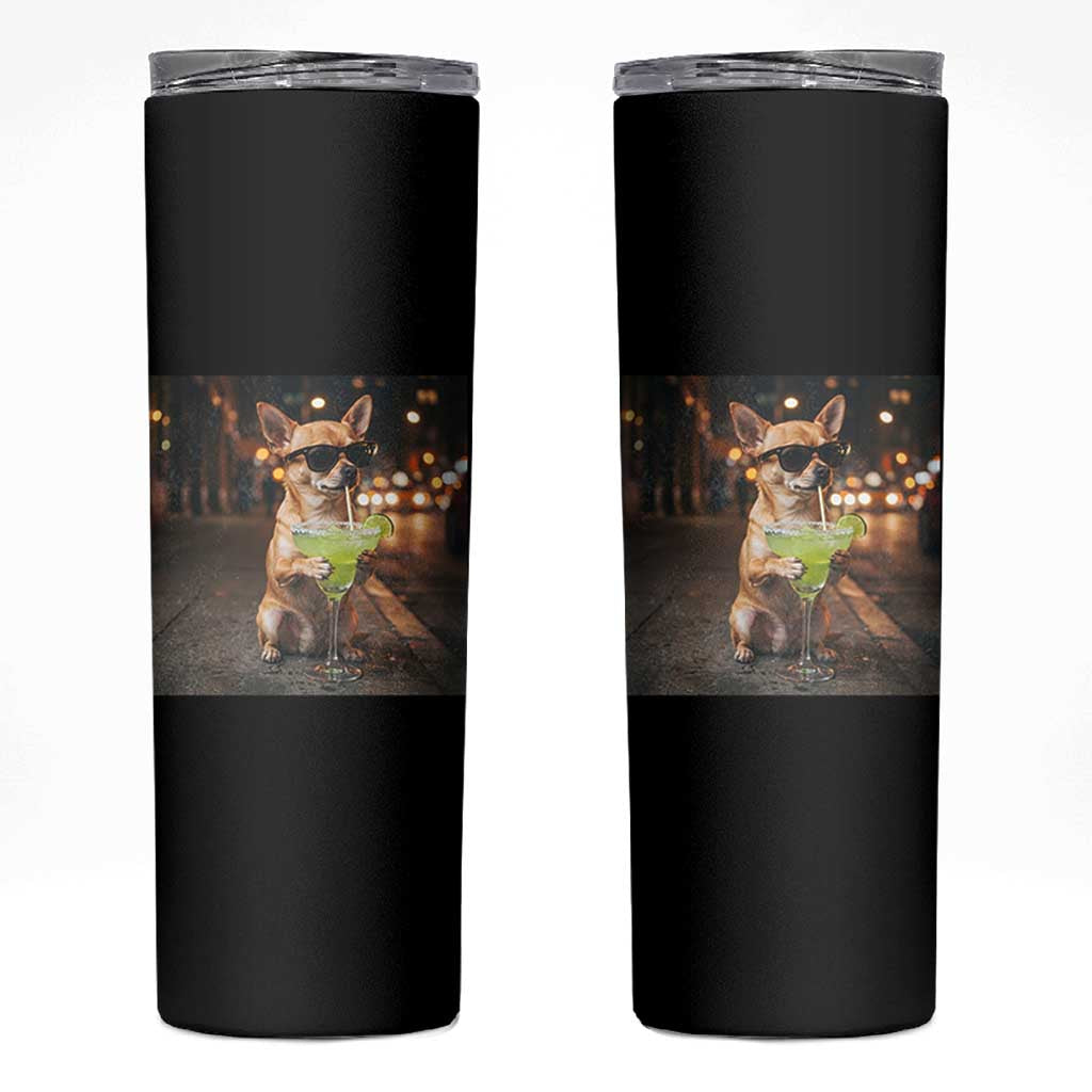 Cinco de Mayo Margarita Skinny Tumbler Funny Chihuahua Drinking Cocktail Mexican Fiesta Gift
