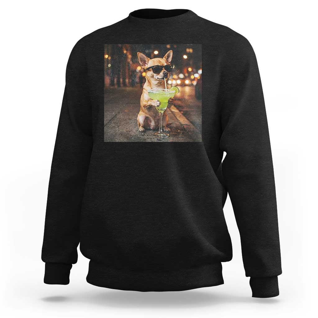 Cinco de Mayo Margarita Sweatshirt Funny Chihuahua Drinking Cocktail Mexican Fiesta Gift