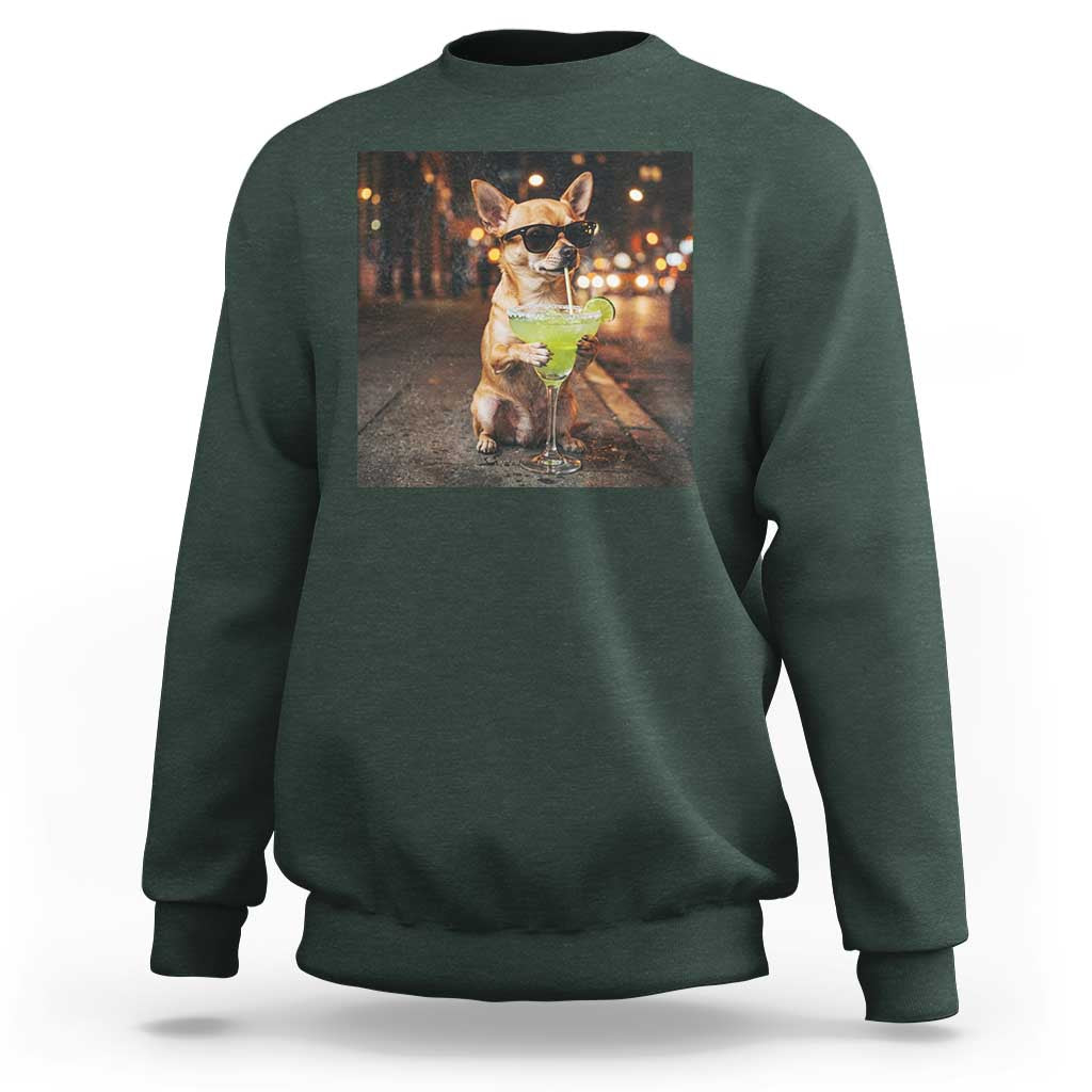 Cinco de Mayo Margarita Sweatshirt Funny Chihuahua Drinking Cocktail Mexican Fiesta Gift