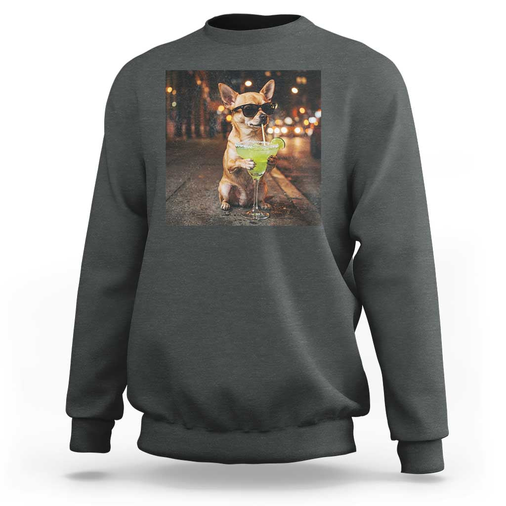 Cinco de Mayo Margarita Sweatshirt Funny Chihuahua Drinking Cocktail Mexican Fiesta Gift