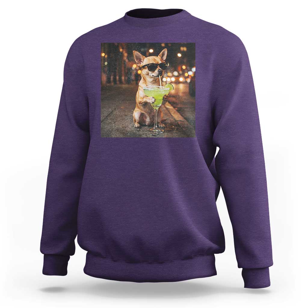 Cinco de Mayo Margarita Sweatshirt Funny Chihuahua Drinking Cocktail Mexican Fiesta Gift
