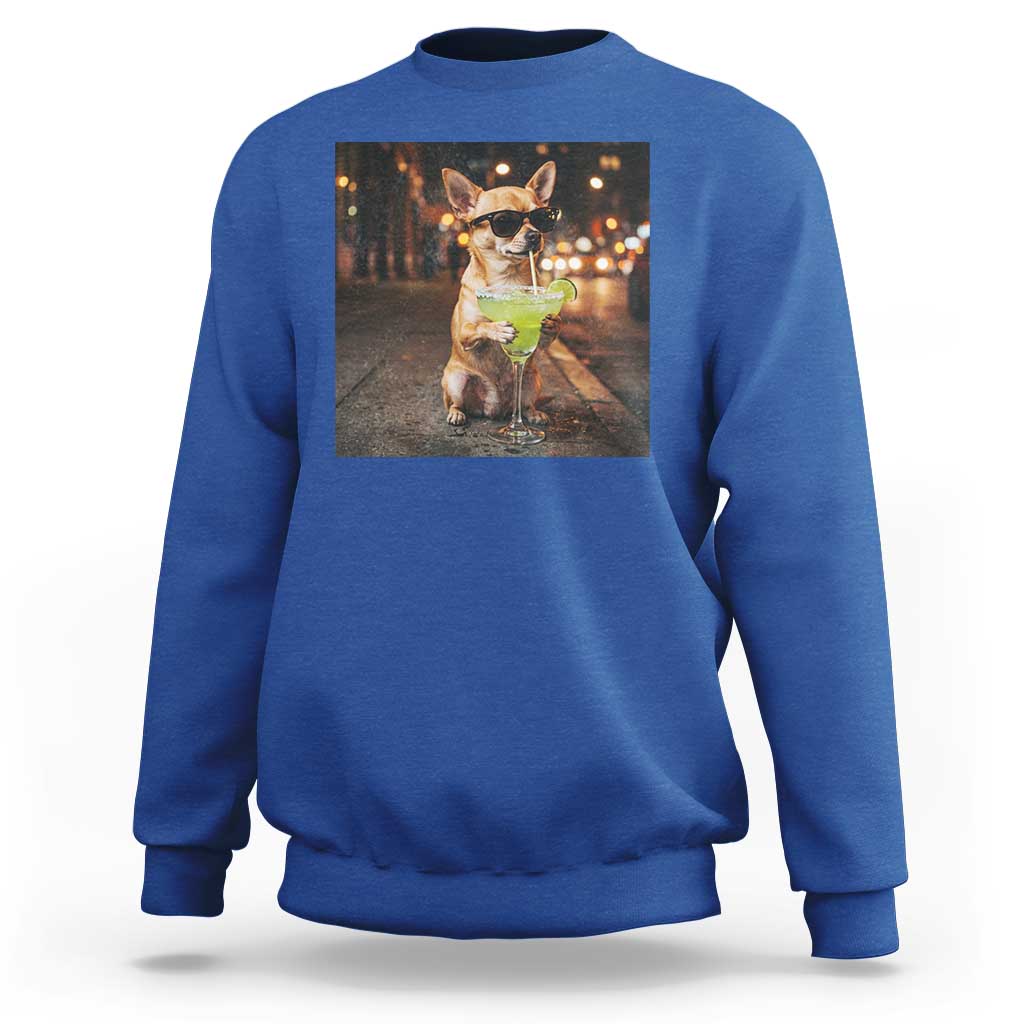 Cinco de Mayo Margarita Sweatshirt Funny Chihuahua Drinking Cocktail Mexican Fiesta Gift