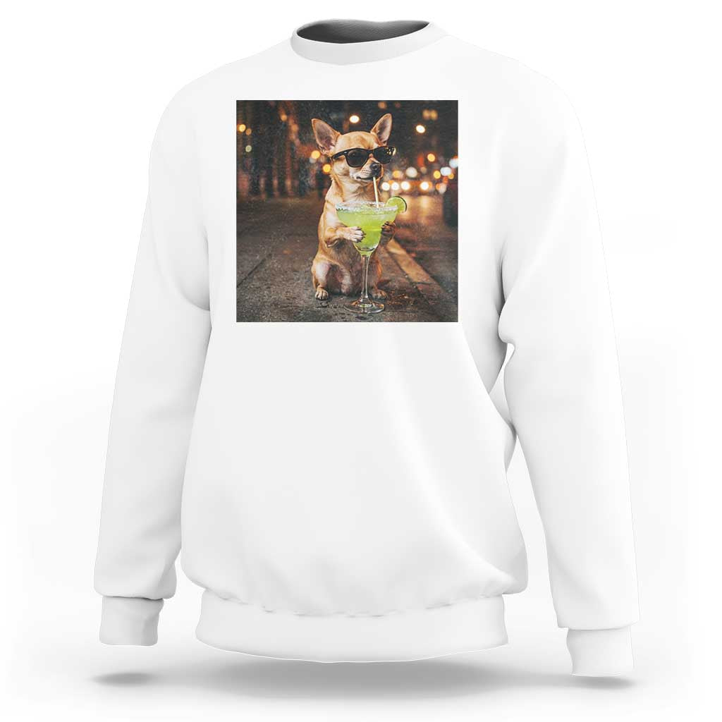 Cinco de Mayo Margarita Sweatshirt Funny Chihuahua Drinking Cocktail Mexican Fiesta Gift