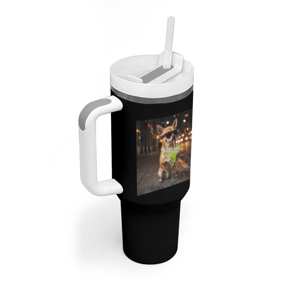 Cinco de Mayo Margarita Tumbler With Handle Funny Chihuahua Drinking Cocktail Mexican Fiesta Gift