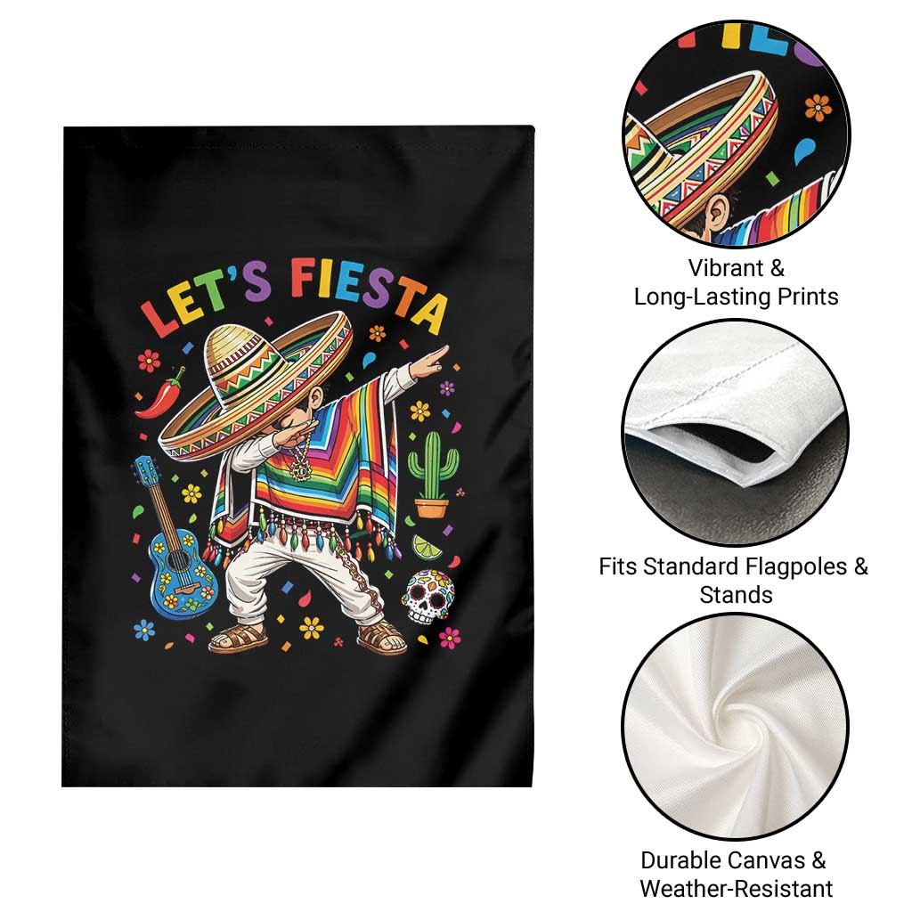 Lets Fiesta Garden Flag Funny Dabbing Boy Cinco De Mayo Fiesta