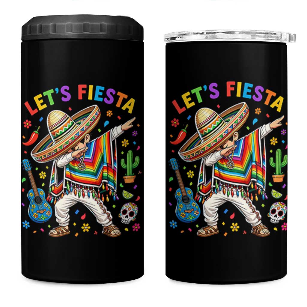 Lets Fiesta 4 in 1 Can Cooler Tumbler Funny Dabbing Boy Cinco De Mayo Fiesta