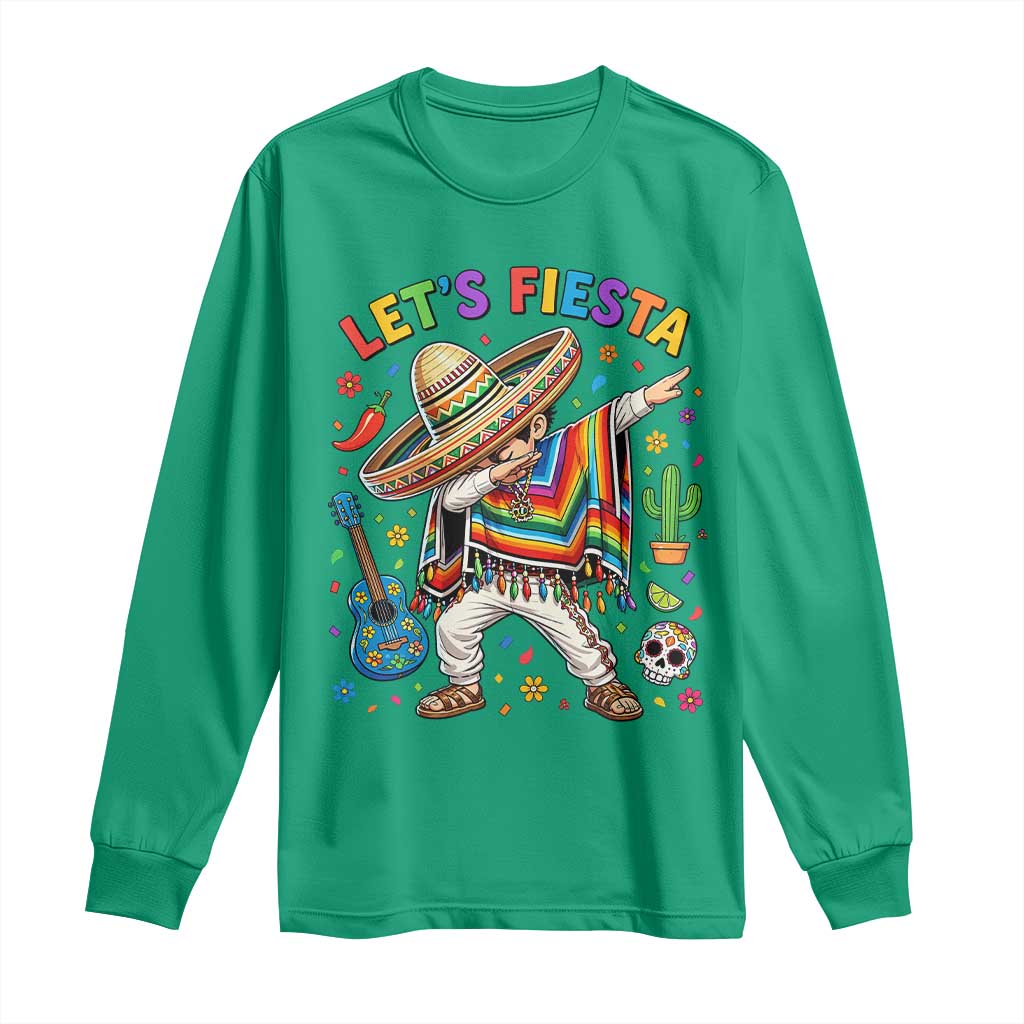 Lets Fiesta Long Sleeve Shirt Funny Dabbing Boy Cinco De Mayo Fiesta