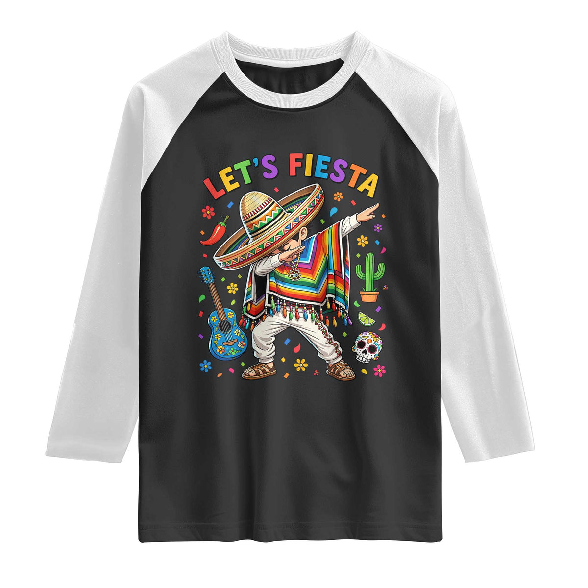 Lets Fiesta Raglan Shirt Funny Dabbing Boy Cinco De Mayo Fiesta