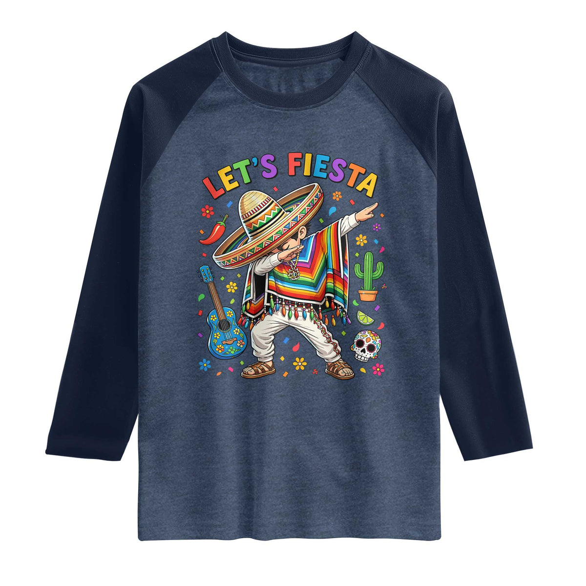 Lets Fiesta Raglan Shirt Funny Dabbing Boy Cinco De Mayo Fiesta