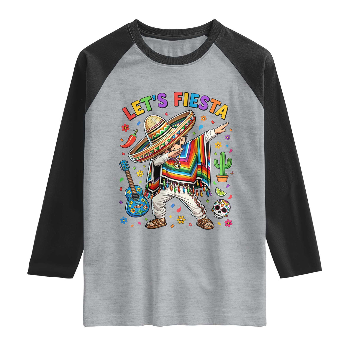 Lets Fiesta Raglan Shirt Funny Dabbing Boy Cinco De Mayo Fiesta