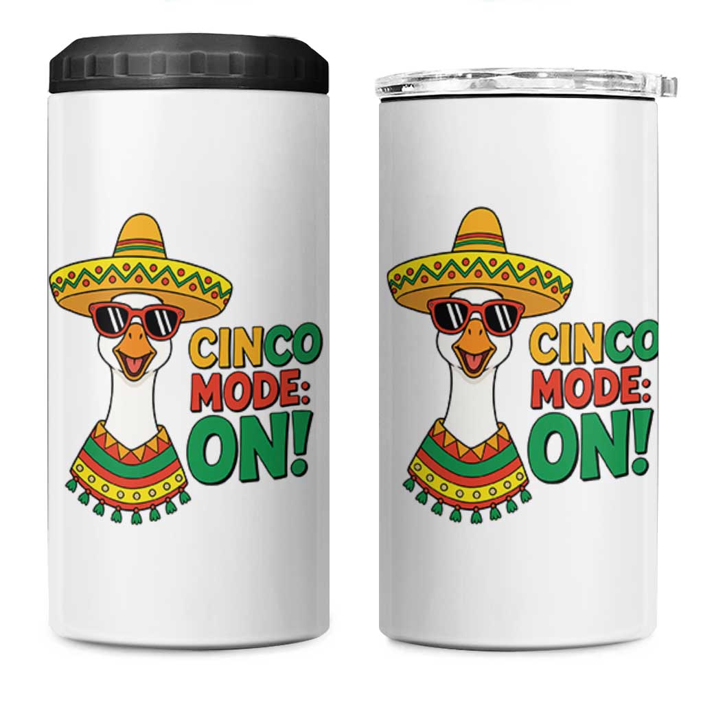 Cinco Mode On 4 in 1 Can Cooler Tumbler Silly Goose Cinco De Mayo Fiesta