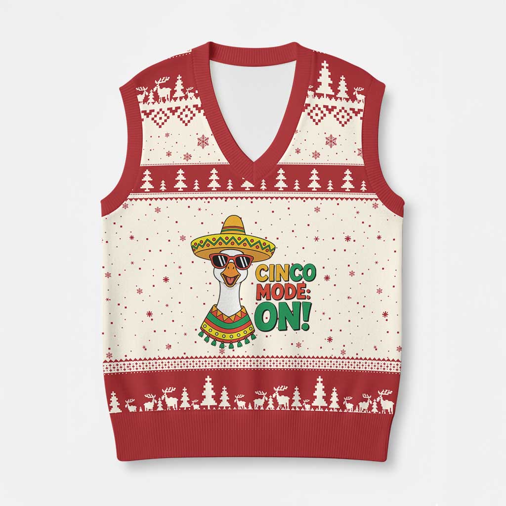 Cinco Mode On V-Neck Knit Sweater Vest Silly Goose Cinco De Mayo Fiesta