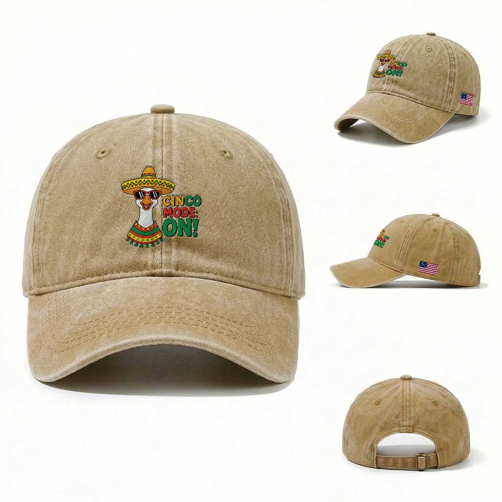 Cinco Mode On Washed Cotton Baseball Cap Silly Goose Cinco De Mayo Fiesta