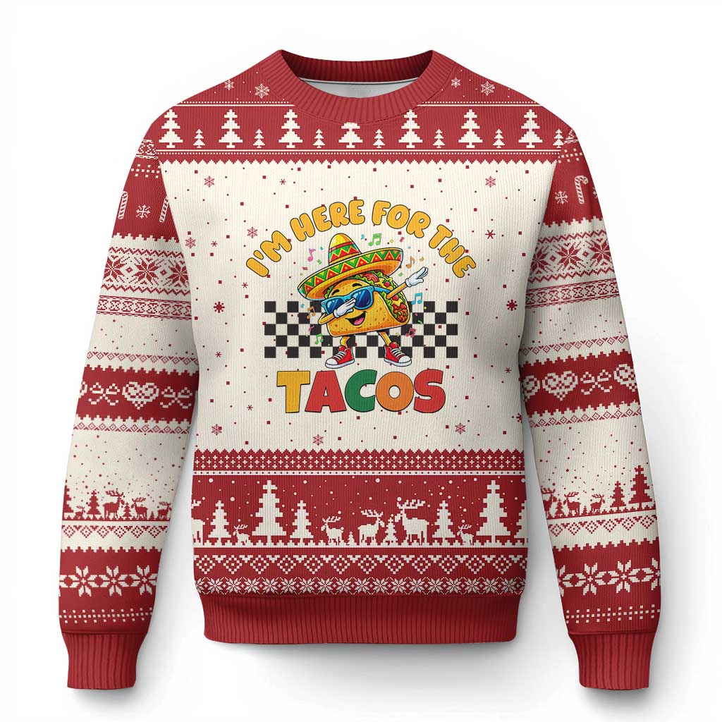 I'm Just Here for the Tacos Ugly Christmas Sweater Funny Mexican Food