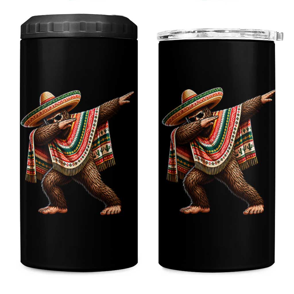 Funny Bigfoot Dabbing Cinco De Mayo Fiesta 4 in 1 Can Cooler Tumbler