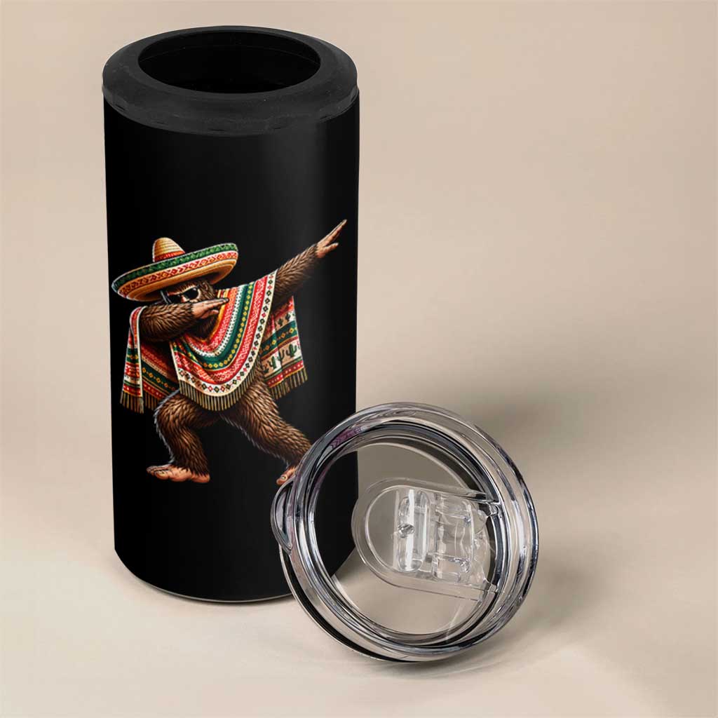 Funny Bigfoot Dabbing Cinco De Mayo Fiesta 4 in 1 Can Cooler Tumbler