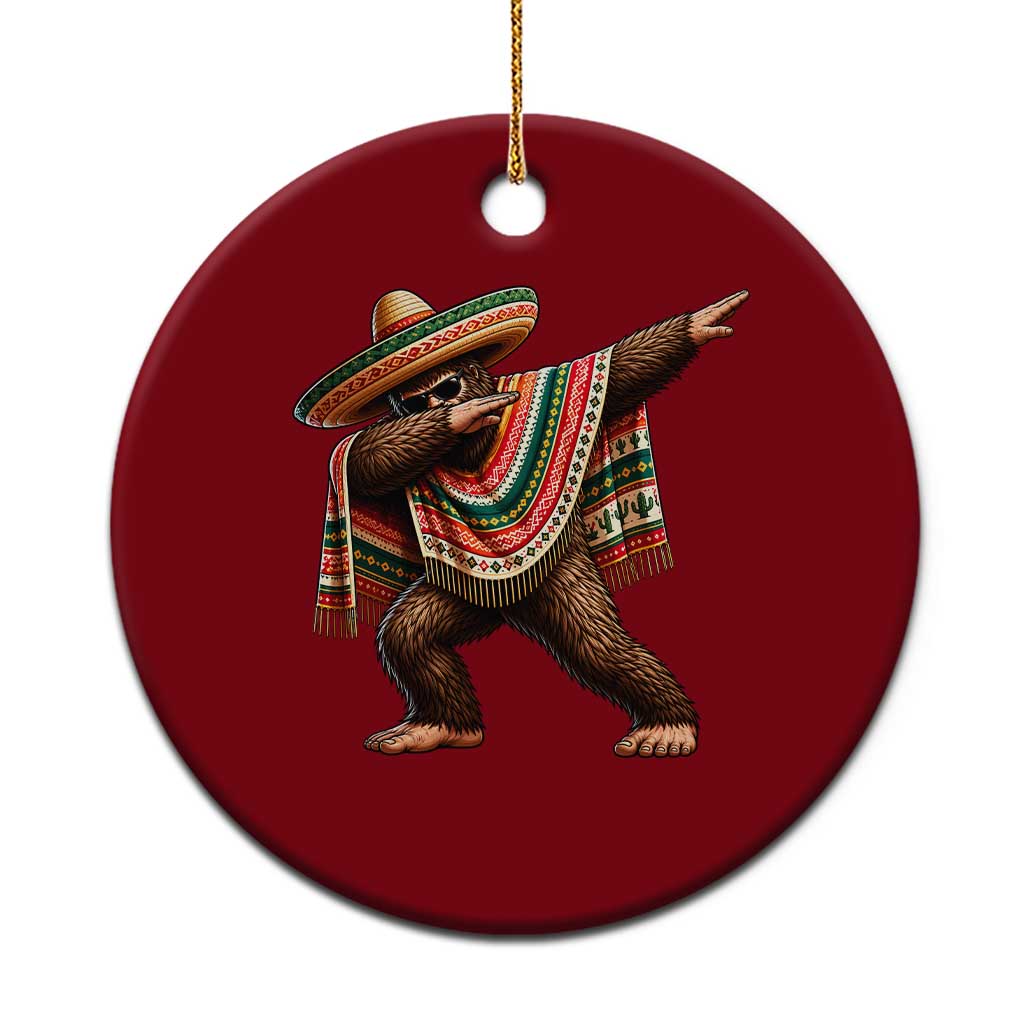 Funny Bigfoot Dabbing Cinco De Mayo Fiesta Ceramic Ornament