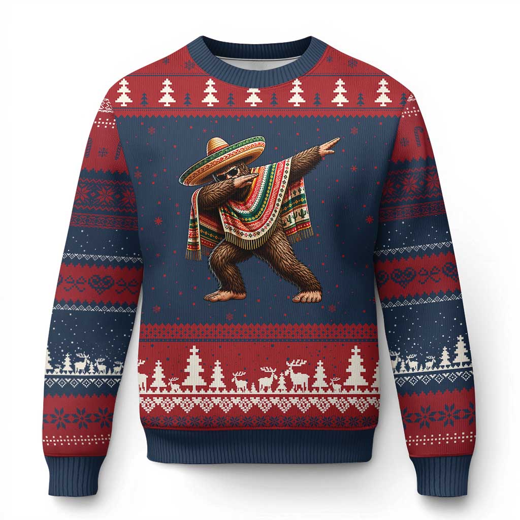 Funny Bigfoot Dabbing Cinco De Mayo Fiesta Ugly Christmas Sweater