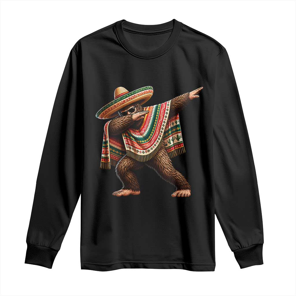 Funny Bigfoot Dabbing Cinco De Mayo Fiesta Long Sleeve Shirt