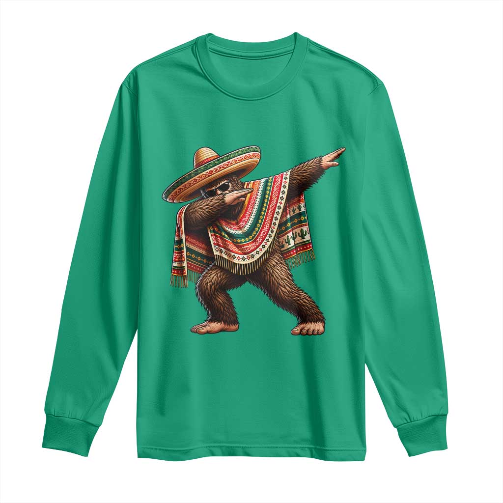 Funny Bigfoot Dabbing Cinco De Mayo Fiesta Long Sleeve Shirt