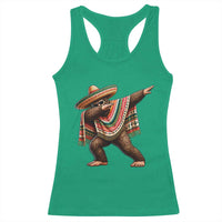 Funny Bigfoot Dabbing Cinco De Mayo Fiesta Racerback Tank Top