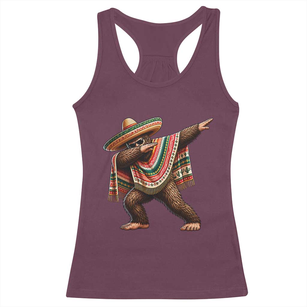 Funny Bigfoot Dabbing Cinco De Mayo Fiesta Racerback Tank Top
